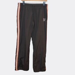 Women's VTG Y2K Old Navy Low Rise Joggers Sweat Pants Brown Pink Exercise Sz L